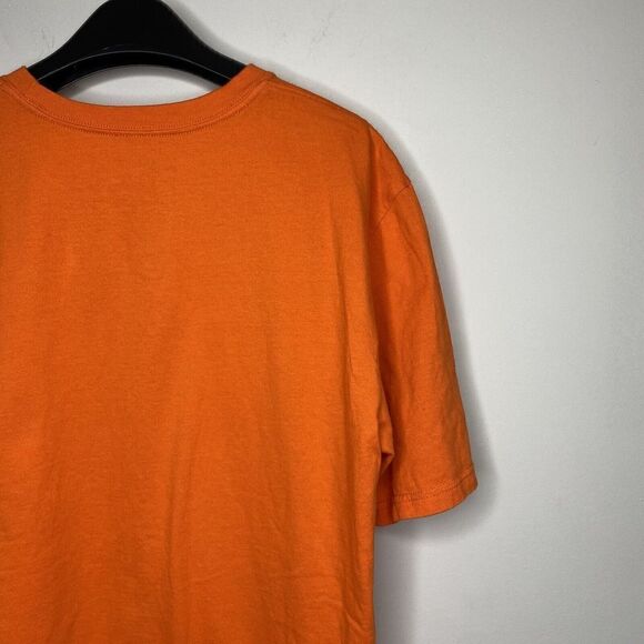 NIKE Mens Orange Spell-Out T-Shirt Tee EUC Regular-Fit Cotton Sz Large L - Picture 5 of 6